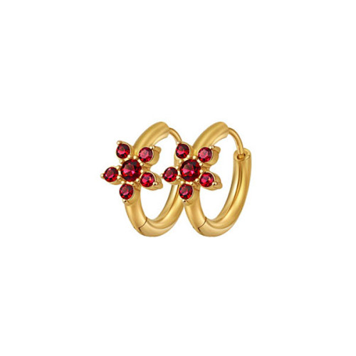 Pozlacené náušnice z chirurgické oceli WJHE1235GD-Ruby Dark