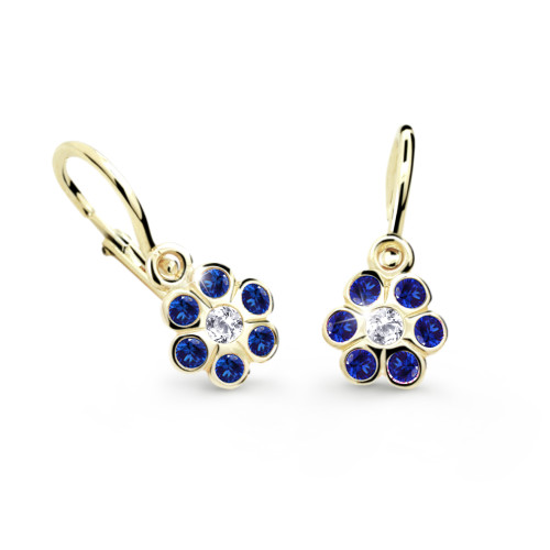 Dětské naušnice zlaté Cutie Jewellery C1737Z-Tmavě modrá