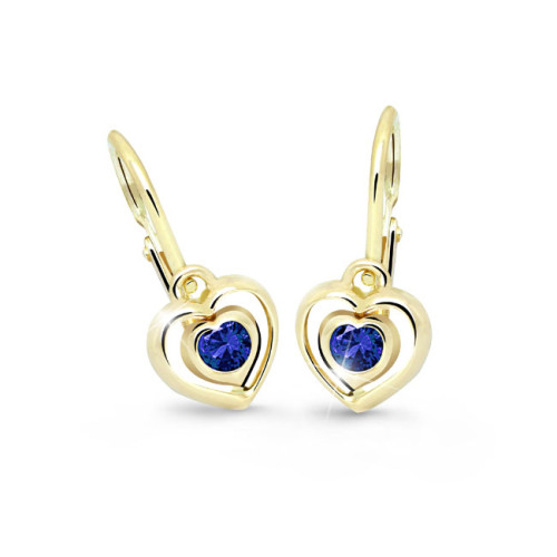 Dětské naušnice zlaté srdíčka C2752Z Blue dark