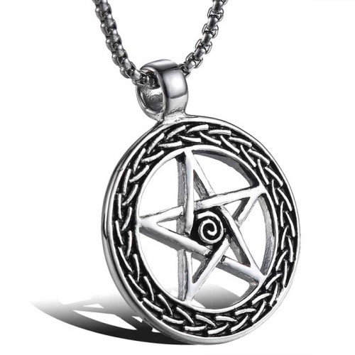 Náhrdelník pentagram v kruhu WJHC70