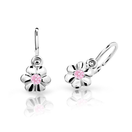 Dětské náušnice z bílého zlata Cutie Jewellery C1736B-Růžová