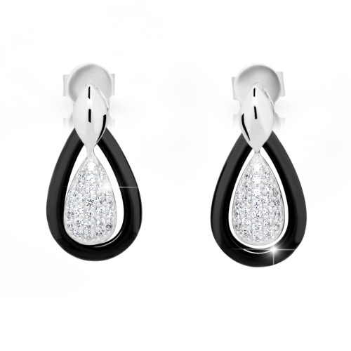 Moderní náušnice ze stříbra a keramiky Cerafi 211