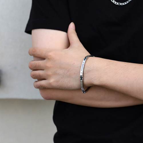 Stylový náramek z chirurgické oceli a keramikyCBS39