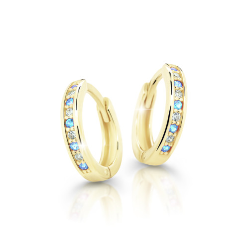 Dětské náušnice kroužky zlaté Cutie Jewellery C3342Z-Světle Modrá
