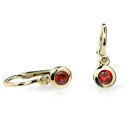 Dětské náušnice Cutie Jewellery C1537Z Ruby Dark -Žluté zlato 585/000