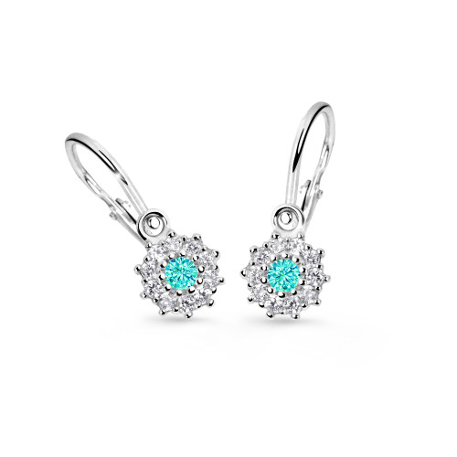 Zlaté dětské náušnice Cutie Jewellery C2749B-Zeleno modrá