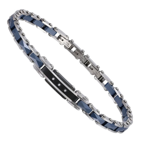 Náramek na ruku z oceli a keramiky CBS31 - Navy Blue