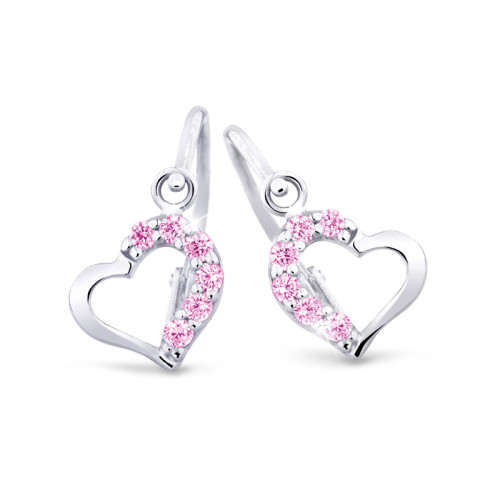 Zlaté dětské náušnice z bílého zlata C2757B-Růžová