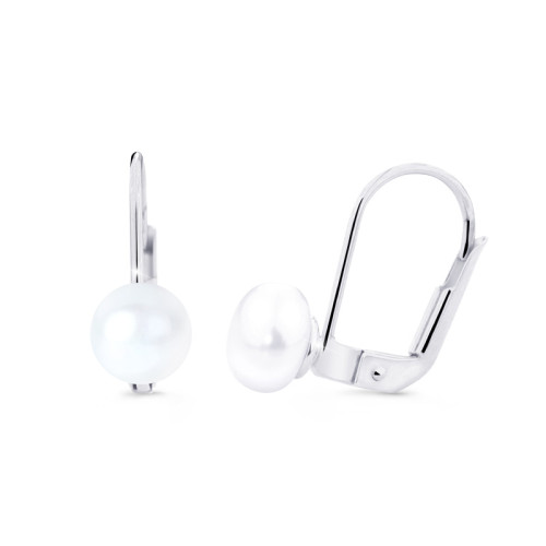 Náušnice z bílého zlata s říční perlou Z8002B-KL