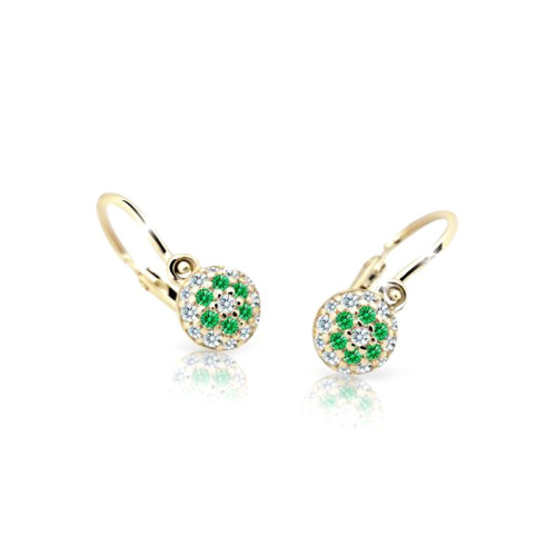 Dětské náušnice zlaté Cutie Jewellery C2150Z-Green