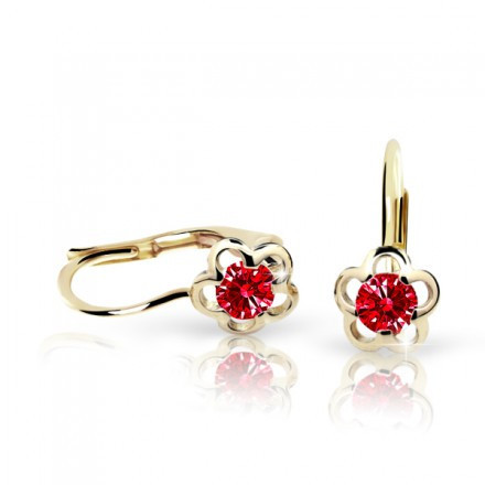 Zlaté dívčí náušnice Cutie Jewellery C1945Z-KL Ruby Dark