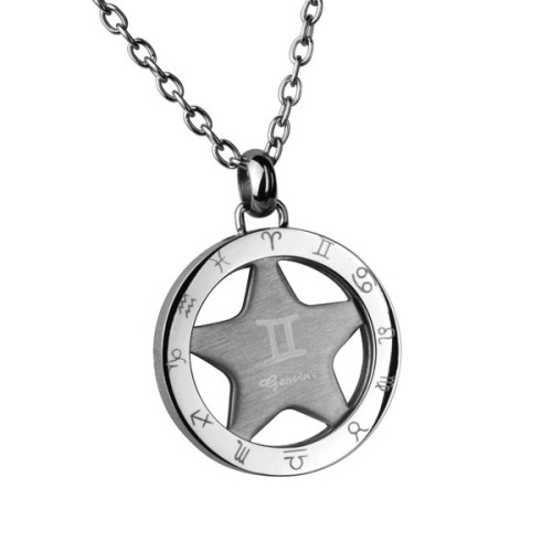 Ocelový přívěsek se znamením horoskopu Blíženci PSS64