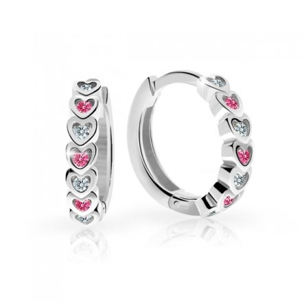 Dětské náušnice srdíčka z bílého zlata Cutie Jewellery C3341B-Tcf Red