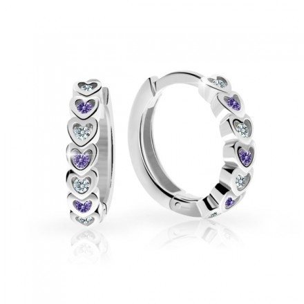 Zlaté dětské náušnice kroužky Cutie Jewellery C3341B-ametyst