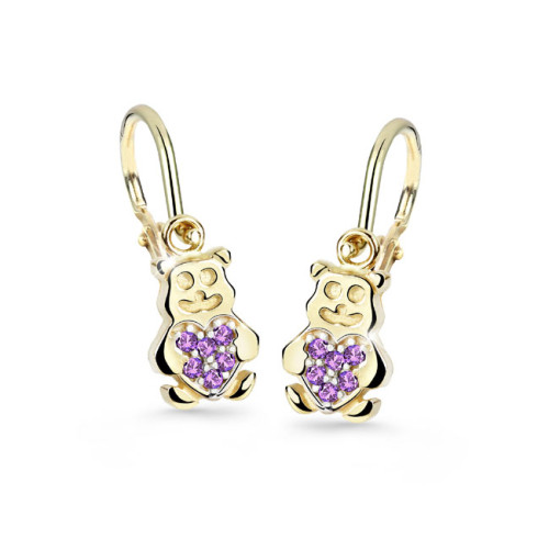 Dětské naušnice zlaté Cutei Jewellery C2751Z Ametyst