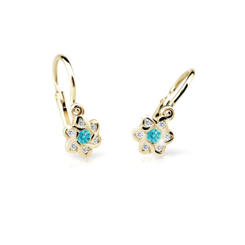 Dětské naušnice zlaté Cutie Jewellery C2149Z-Mint Green