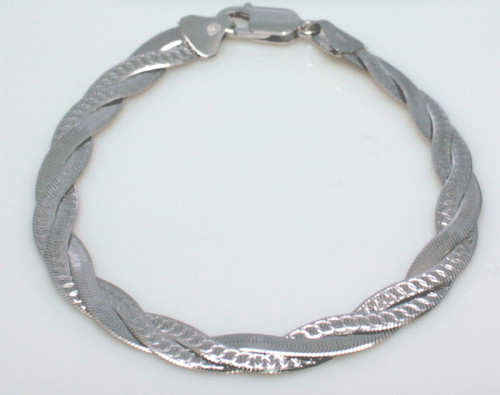 Dámský stříbrný pletený náramek 304256