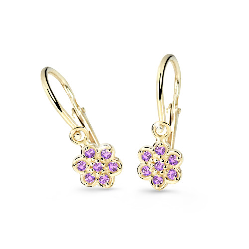 Náušnice pro miminko zlaté Cutie Jewellery C2746Z-Fialová