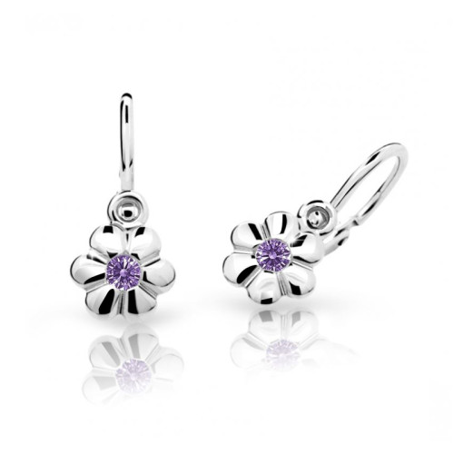 Dětské náušnice z bílého zlata Cutie Jewellery C1736B-Fialová
