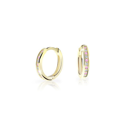 Zlaté náušnice kroužky Cutie Jewellery C3343Z-Růžová