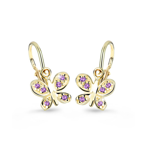 Dětské náušnice zlaté Cutie Jewellery C2748Z-Fialová