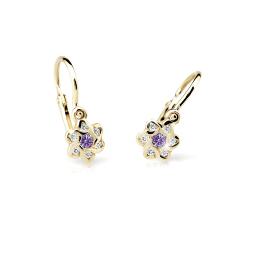 Dětské naušnice zlaté Cutie Jewellery C2149Z-Ametyst