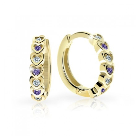Dětské zlaté náušnice kroužky Cutie Jewellery C3341Z-Ametyst