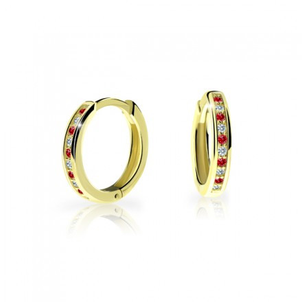 Zlaté náušnice kroužky Cutie Jewellery C3343Z-Rubínová