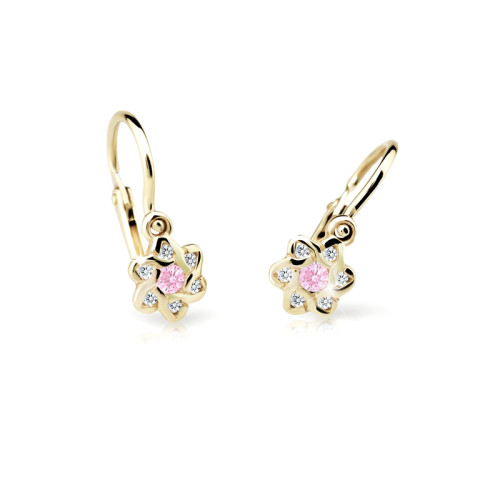 Dětské naušnice zlaté Cutie Jewellery C2149Z-Pink