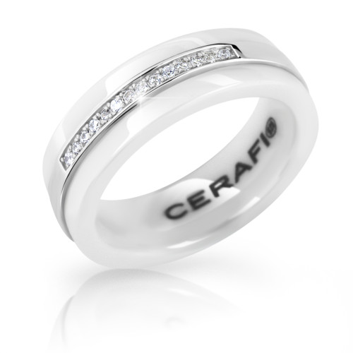 Dámský prsten z keramiky a stříbra se zirkony Cerafi 902