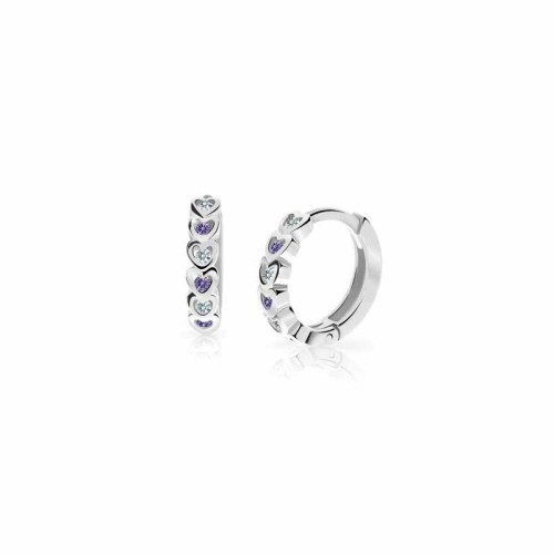 Náušnice kroužky z bílého zlata Cutie Jewellery C3339B-Fialová