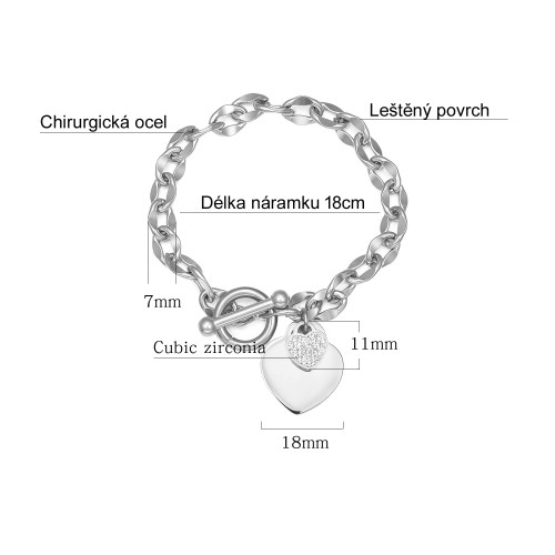 Ocelový náramek se srdíčky JCFGS1012