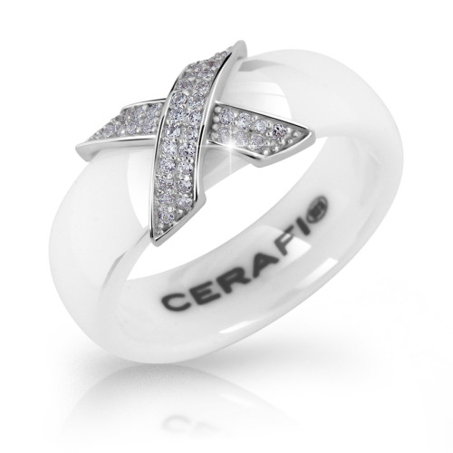 Dámský prsten z keramiky se zirkony Cerafi Gloria 107