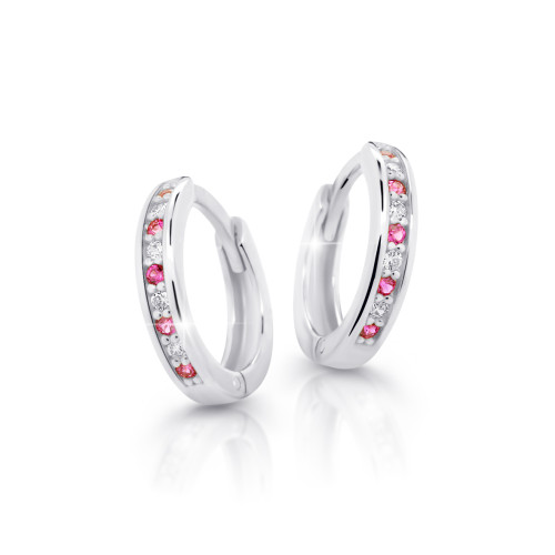 Náušnice kroužky z bílého zlata Cutie Jewellery C3342B-Malinová