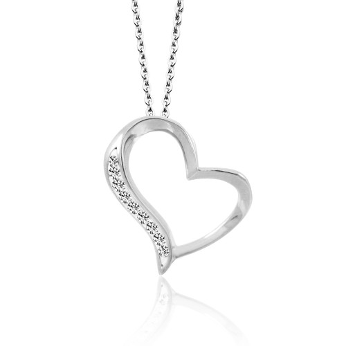 Přívěsek srdíčko se zirkony + řetízek INP245A