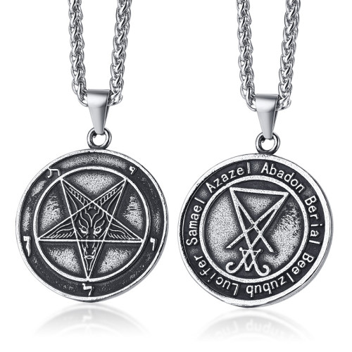Přívěsek pentagram + řetízek JCFPN1161-šedá