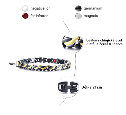 Náramek chirurgická ocel s magnety JCFSBRM051K