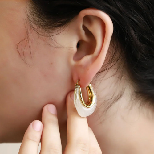 Moderní náušnice z chirurgické oceli MESS45 - White