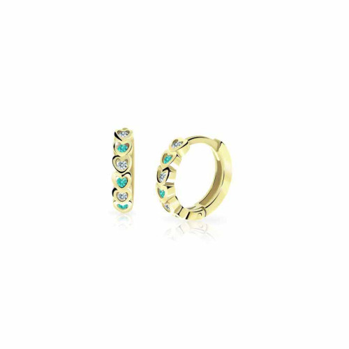 Zlaté náušnice kroužky Cutie Jewellery C3339Z-Zeleno modrá