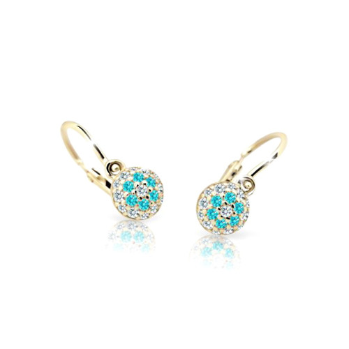 Dětské náušnice zlaté Cutie Jewellery C2150Z-Mint Green