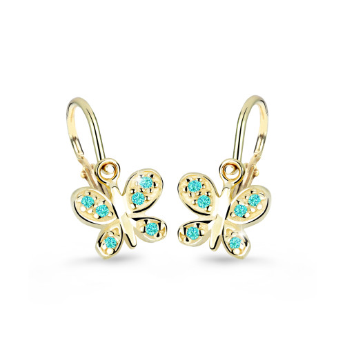 Dětské náušnice zlaté Cutie Jewellery C2748Z-Zeleno modrá