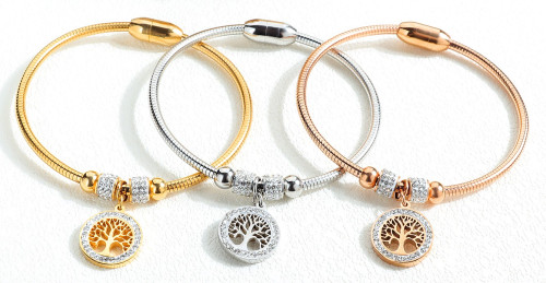 Náramek z chirurgické oceli strom života JCFGH925