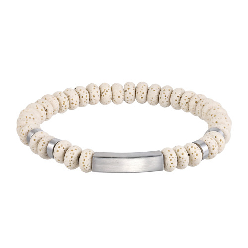 Pružný náramek z lávových korálků a chirurgické oceli BSS985