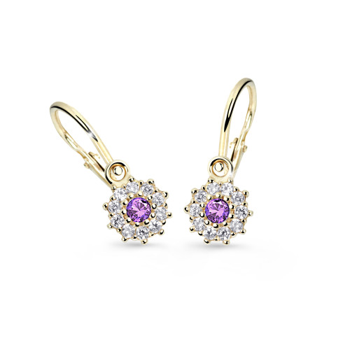 Náušnice pro miminko zlaté Cutie Jewellery C2749Z-Fialová