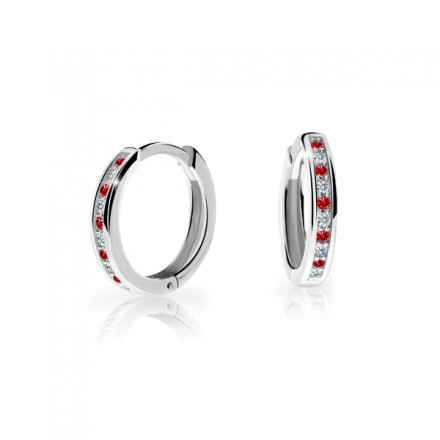 Náušnice kroužky z bílého zlata Cutie Jewellery C3343B-Rubínová