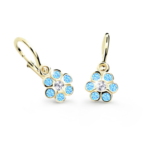 Dětské naušnice zlaté Cutie Jewellery C1737Z-Světle modrá