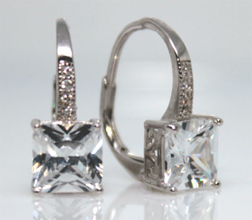 Visací stříbrné náušnice se zirkony 304045