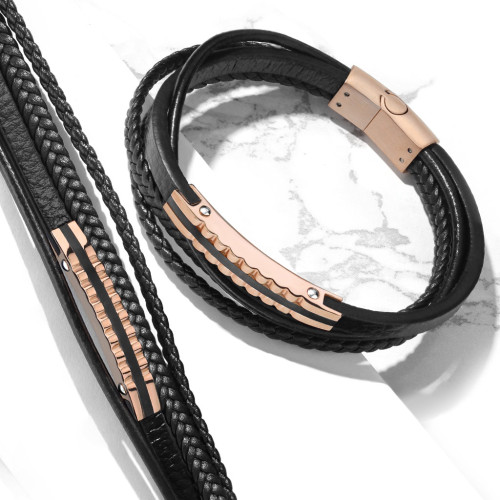 Elegantní pánský kožený náramek 1016