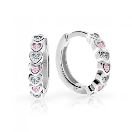 Dětské náušnice srdíčka z bílého zlata Cutie Jewellery C3341B-Pink