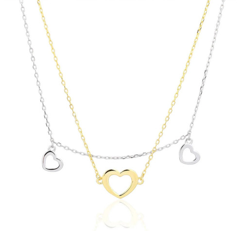 Stříbrný pozlacený náhrdelník se srdíčky 3139180001